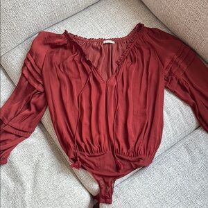 Intimately by Free People Reddish Brown Long Sleeve Bodysuit